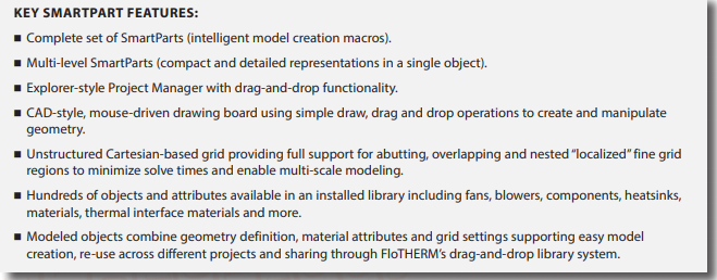 Flotherm Key Smarpart features
